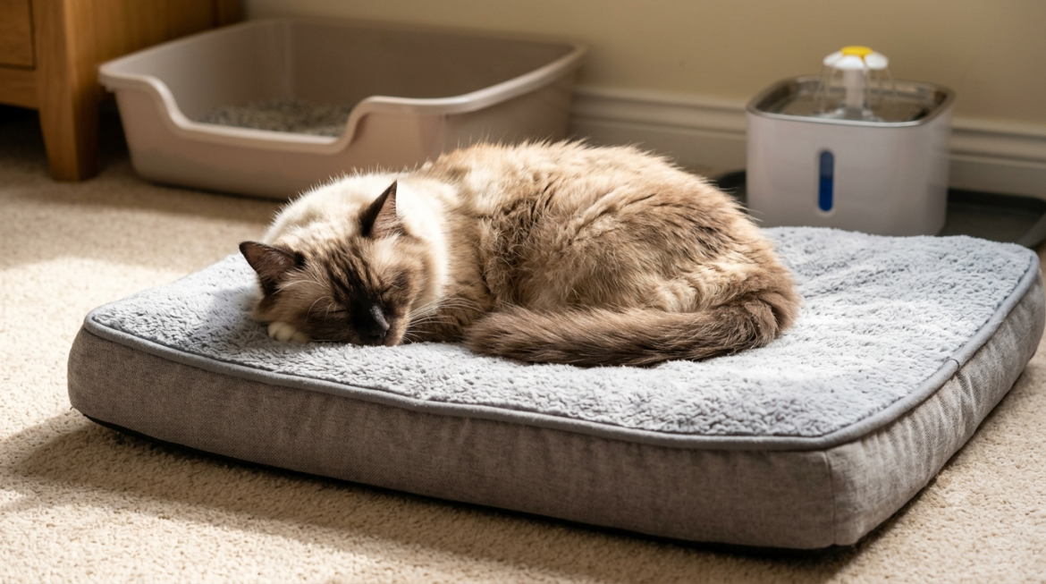 Senior Ragdoll cat resting