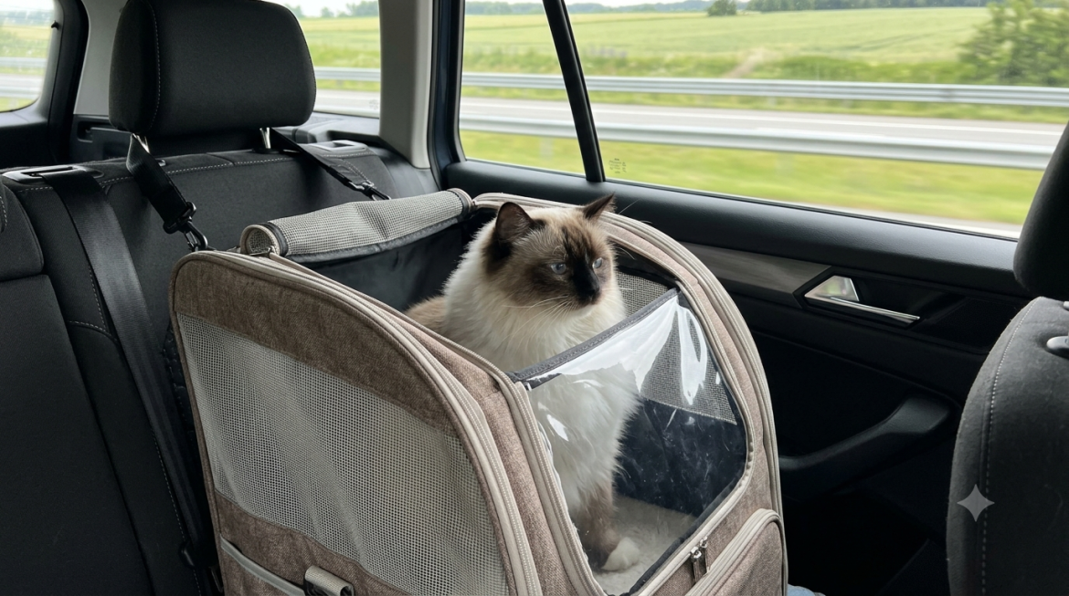 Ragdoll cat and suitcase